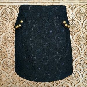 Plenty By Tracy Reese Black Floral Lace Button Embellished Mini Skirt Size 8
